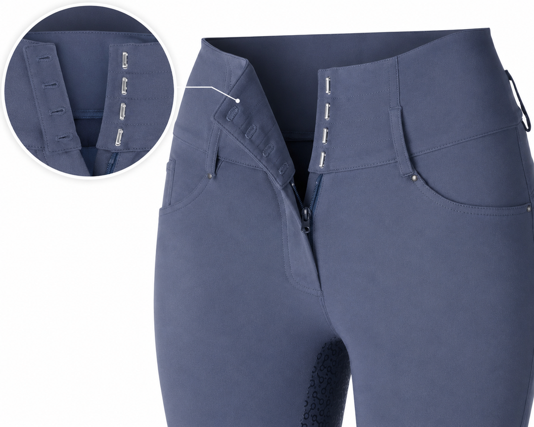 Horze Womens High Waist Tara Breeches - Full Silicone Seat - Smokey Blue - Size 16 - LAST PAIR