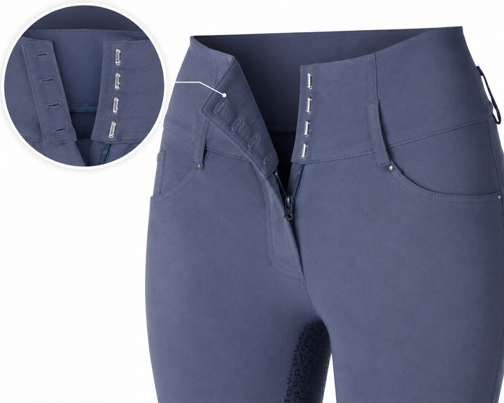Horze Womens High Waist Tara Breeches - Full Silicone Seat - Smokey Blue - Size 16 - LAST PAIR
