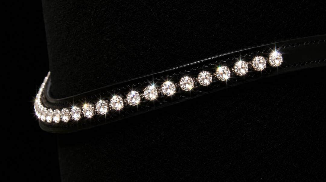 HRS Stunning Crystal/Diamante Browband on Black Leather