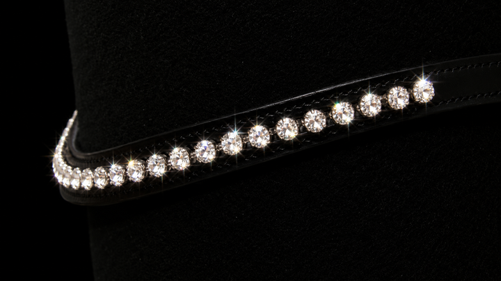 HRS Stunning Crystal/Diamante Browband on Black Leather