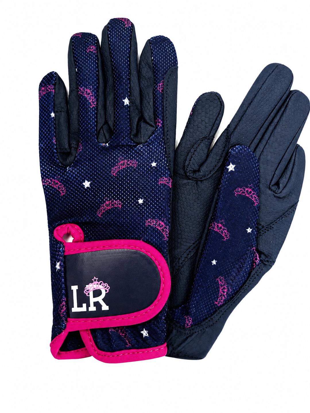Little Rider Sabina Childrens Mesh Riding Gloves - Navy/Pink - Small - LAST PAIR