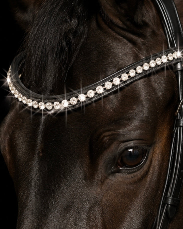 HRS Stunning Crystal/Diamante Browband on Black Leather