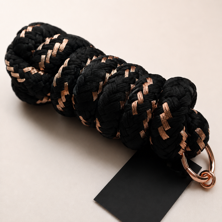 Rosegold Glamour Headcollar & Lead Rope Set by HKM - Black/Rose Gold