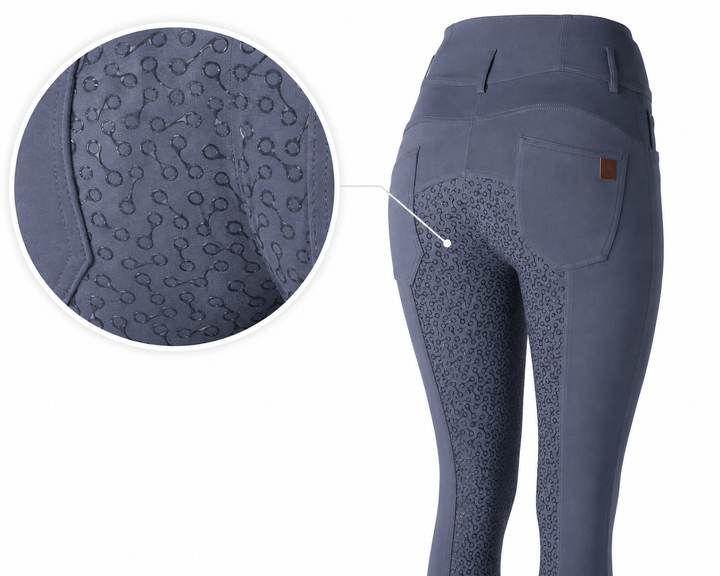 Horze Womens High Waist Tara Breeches - Full Silicone Seat - Smokey Blue - Size 16 - LAST PAIR