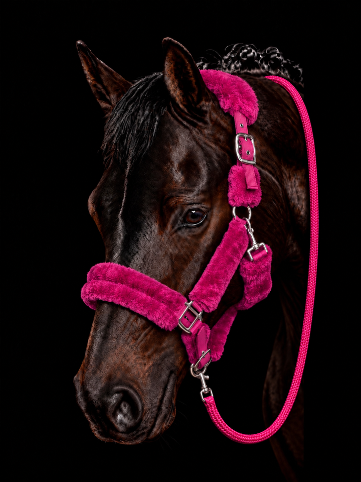 HKM Comfort Fluffy Padded Headcollar & Lead