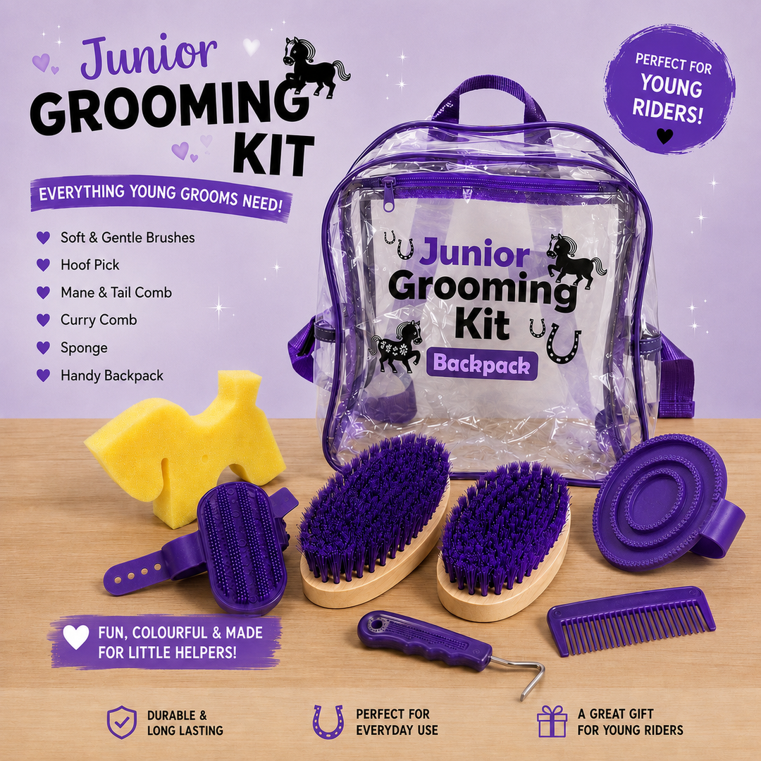 Rhinegold Junior Grooming Kit in a handy Backpack - Available in Red, Pink, Purple & Blue - Fab Gift