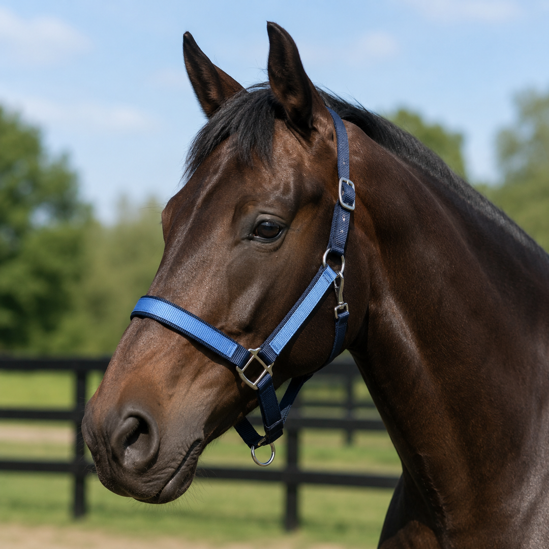 2 Tone Nylon Headcollar with Matching Lead Rope - 3 Colours to Choose From