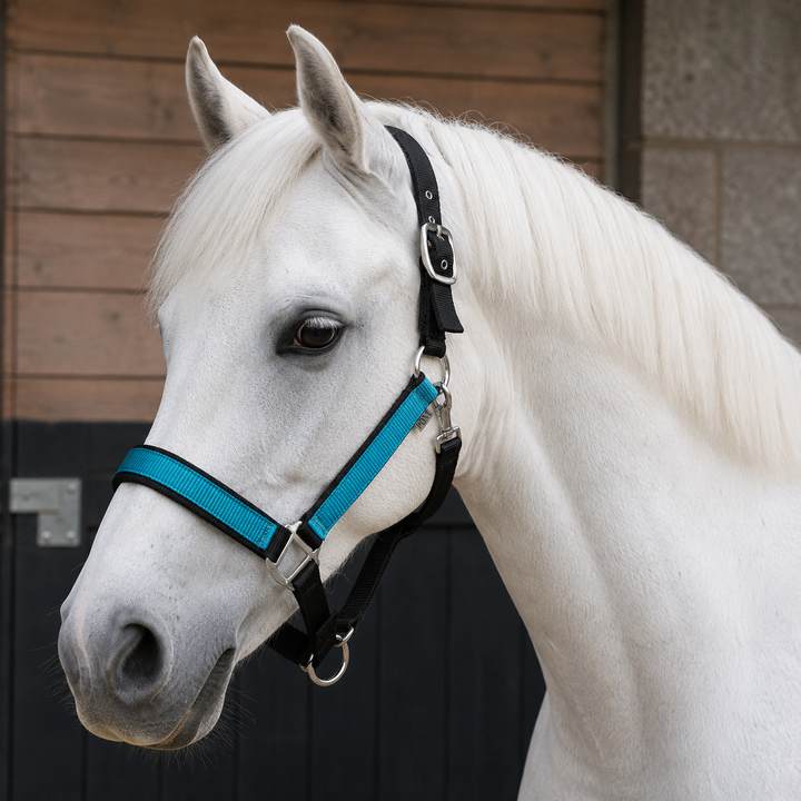 2 Tone Nylon Headcollar with Matching Lead Rope - 3 Colours to Choose From
