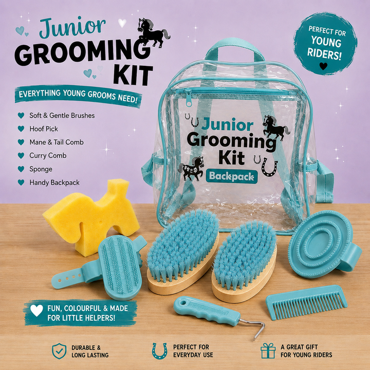 Rhinegold Junior Grooming Kit in a handy Backpack - Available in Red, Pink, Purple & Blue - Fab Gift