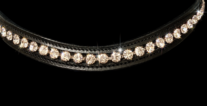 HRS Stunning Crystal/Diamante Browband on Black Leather