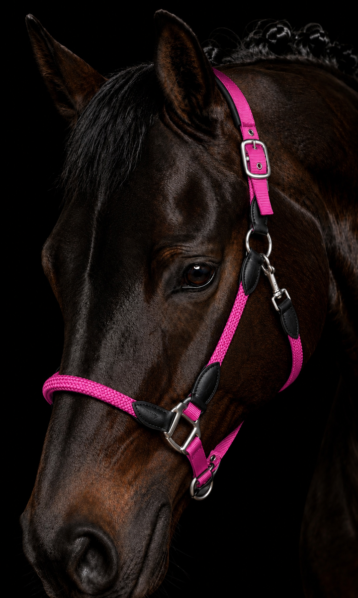 Carlotta Headcollar & Lead Set by HKM - New Colours For Autumn/Winter 2026 - Pink, Petrol & Royal Blue