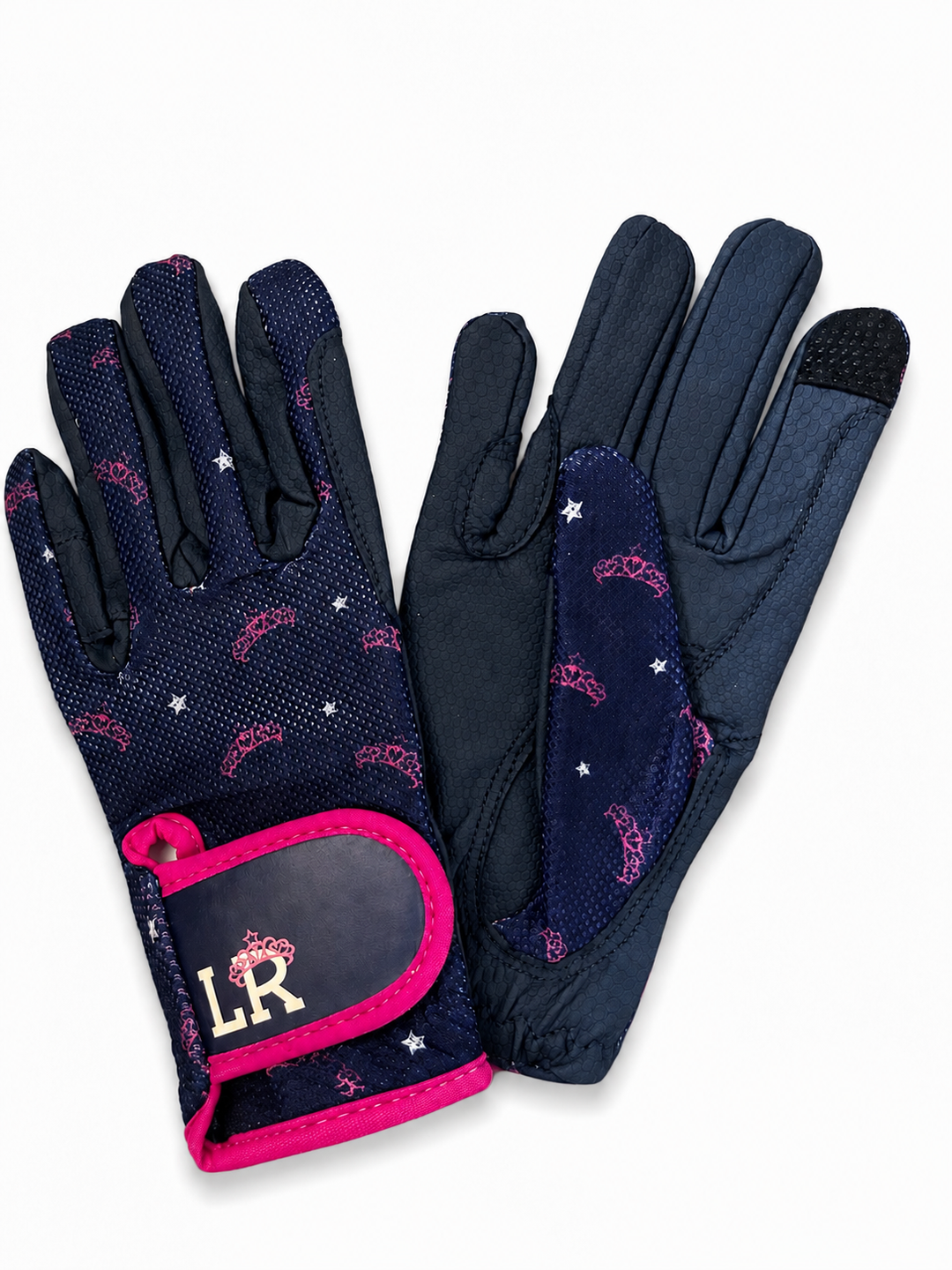 Little Rider Sabina Childrens Mesh Riding Gloves - Navy/Pink - Small - LAST PAIR