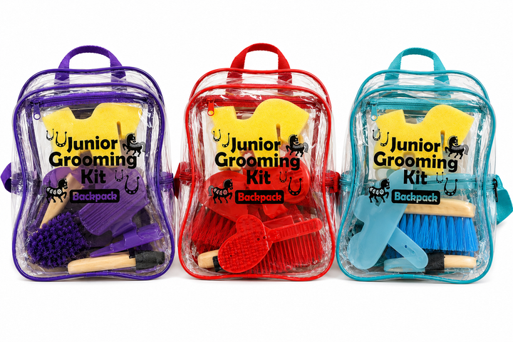 Rhinegold Junior Grooming Kit in a handy Backpack - Available in Red, Pink, Purple & Blue - Fab Gift