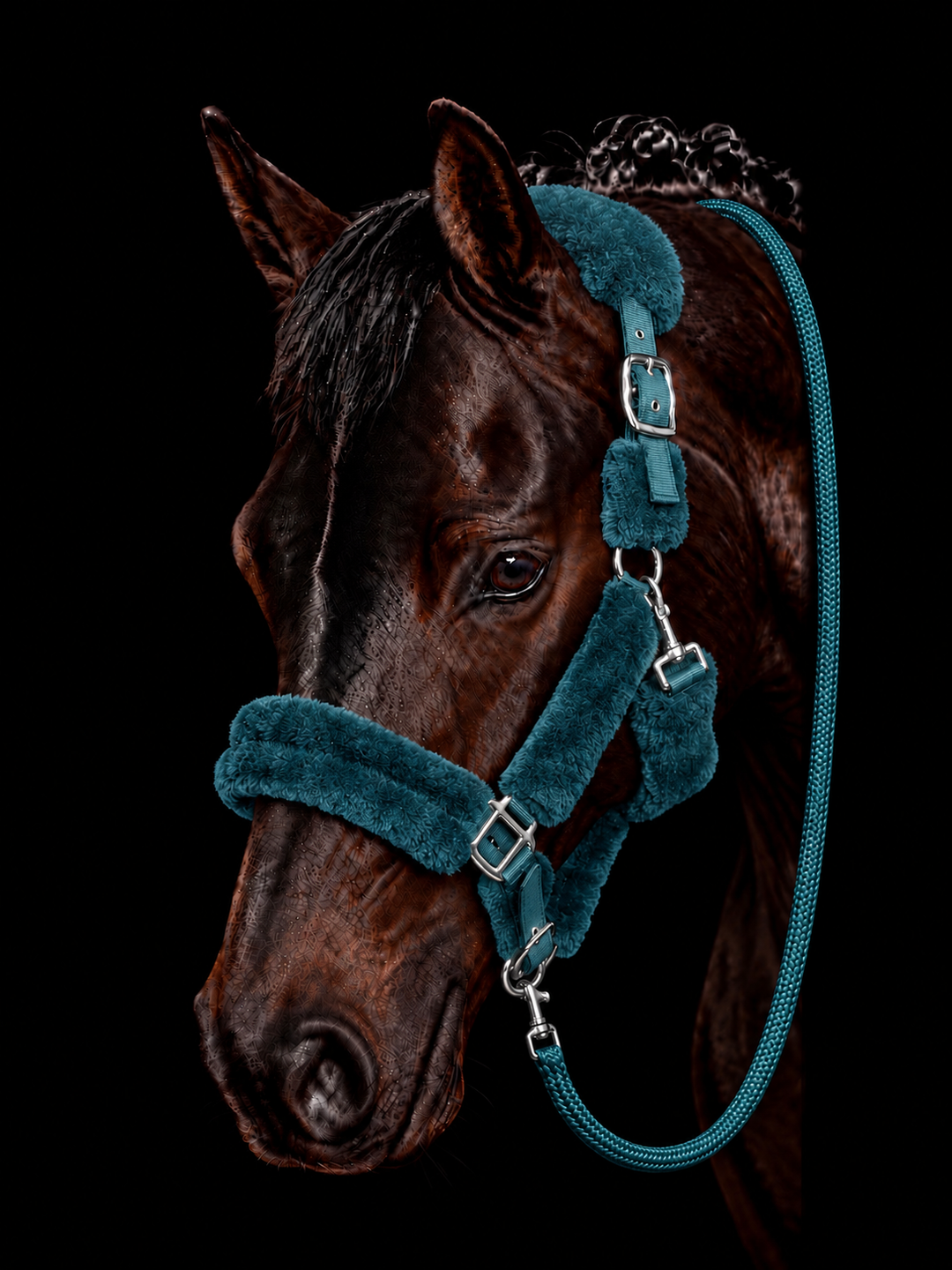 HKM Comfort Fluffy Padded Headcollar & Lead