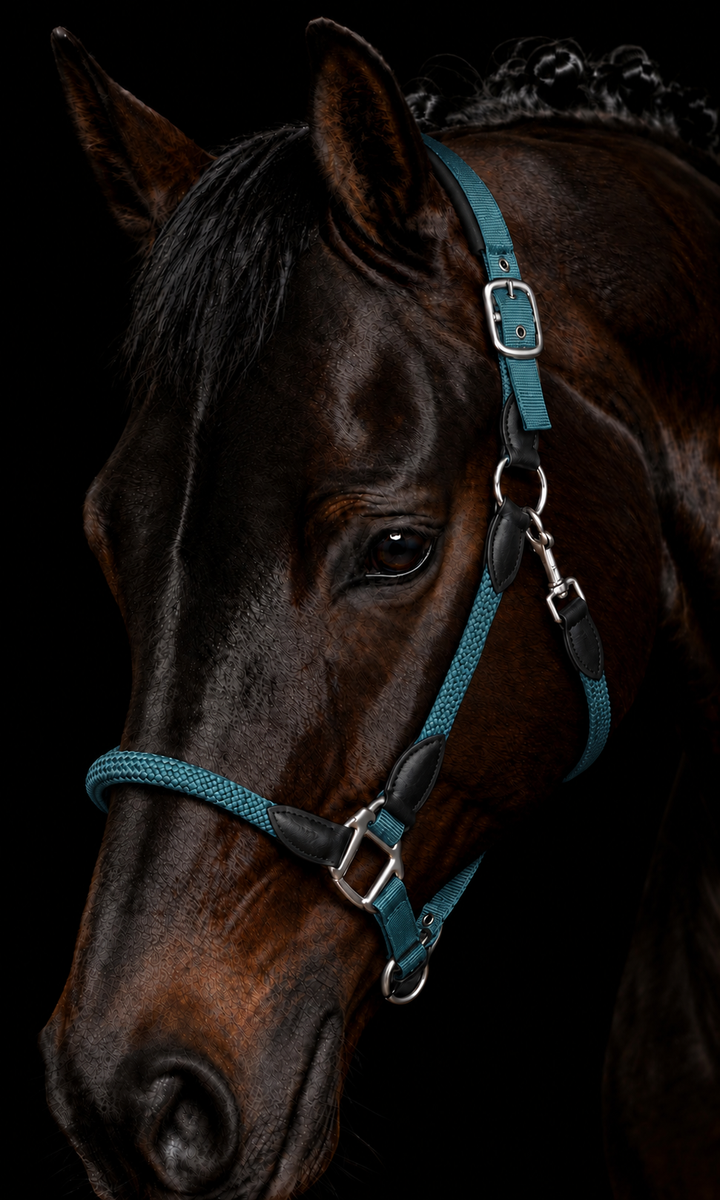 Carlotta Headcollar & Lead Set by HKM - New Colours For Autumn/Winter 2026 - Pink, Petrol & Royal Blue