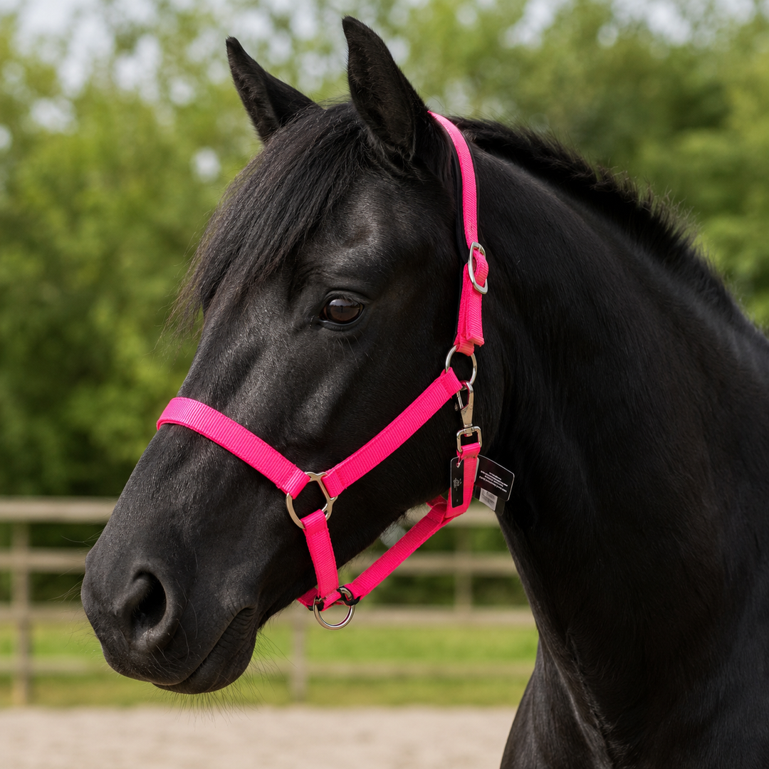 HKM Stars Softice Headcollar & Leadrope Set - Neon Pink