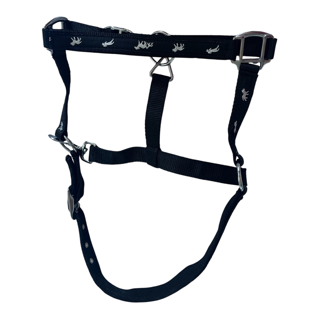 Nubuck Padded Nylon Headcollar with Horse Logo - 3 Colours