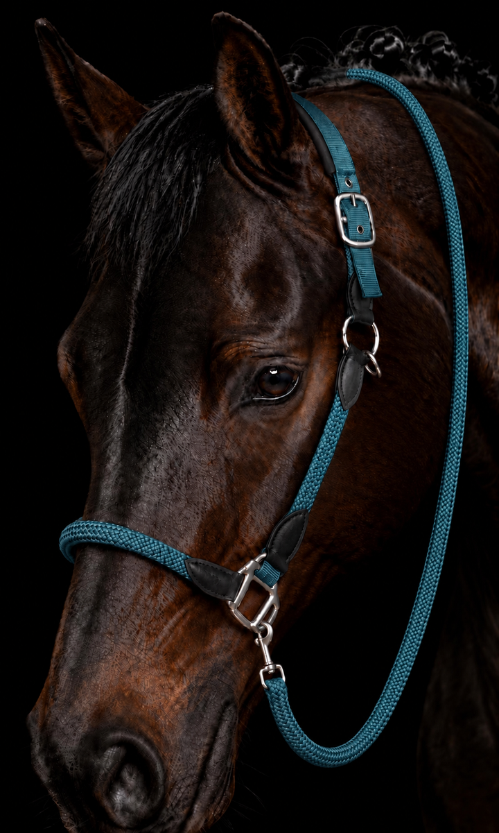 Carlotta Headcollar & Lead Set by HKM - New Colours For Autumn/Winter 2026 - Pink, Petrol & Royal Blue