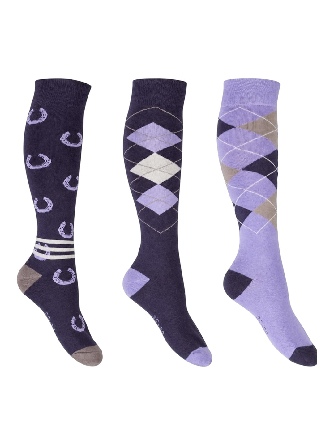 Cardiff Socks by HKM - Pack of 3 Pairs - Violet/Lilac - 35-38-Extremely Popular