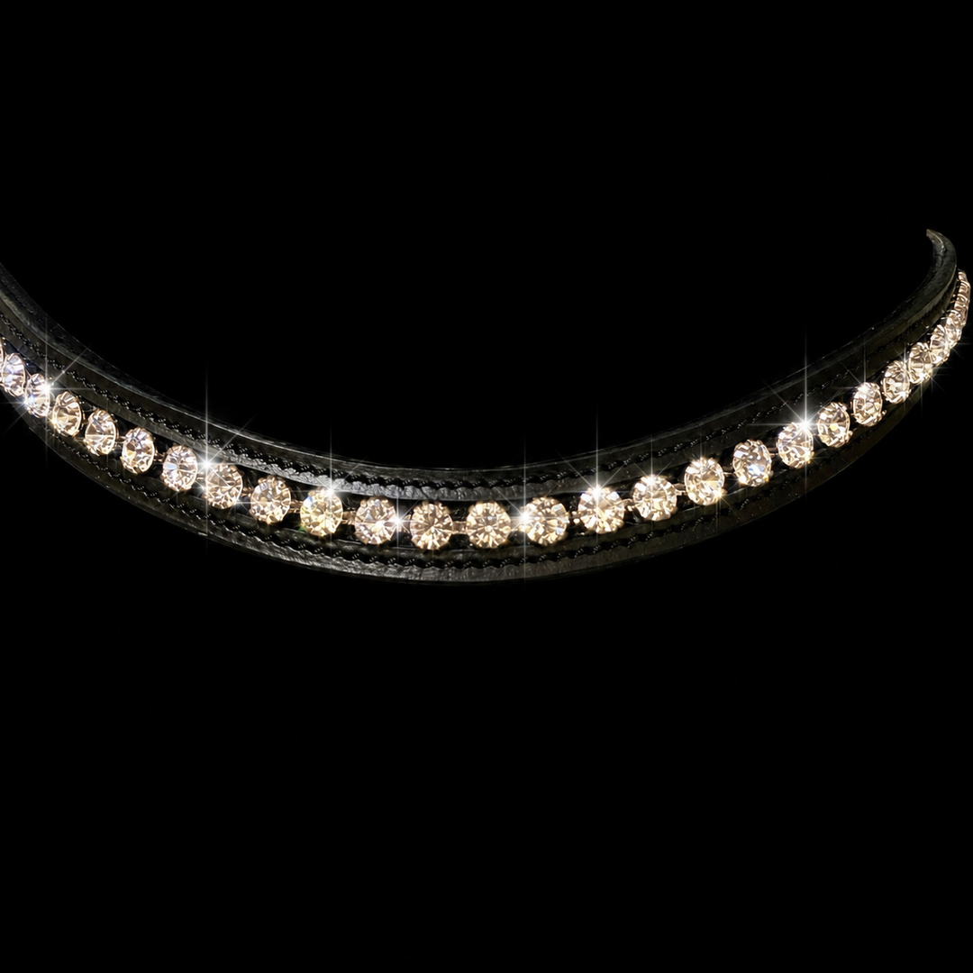 HRS Stunning Crystal/Diamante Browband on Black Leather