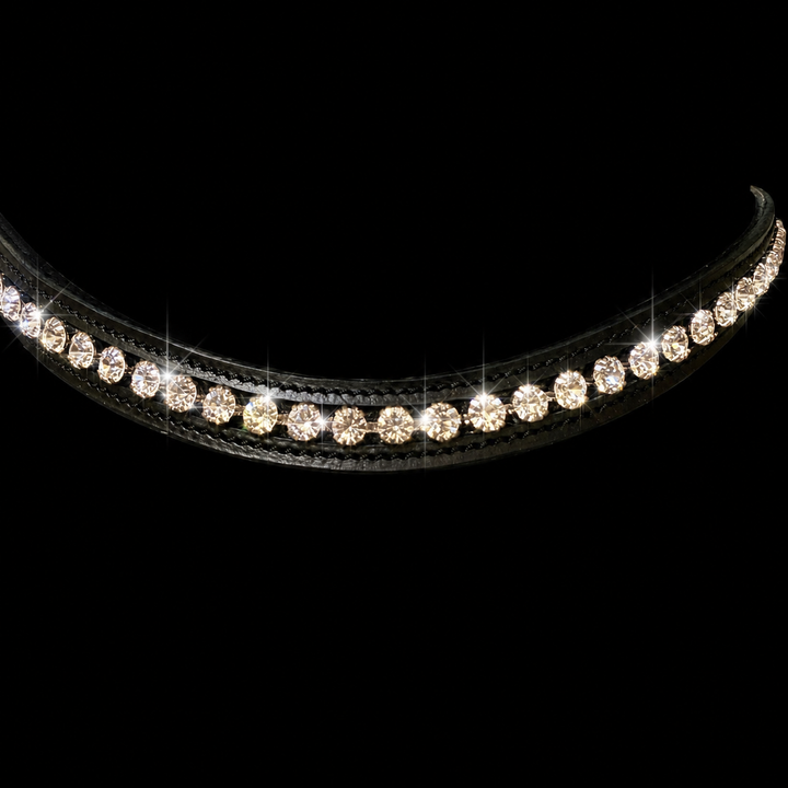 HRS Stunning Crystal/Diamante Browband on Black Leather