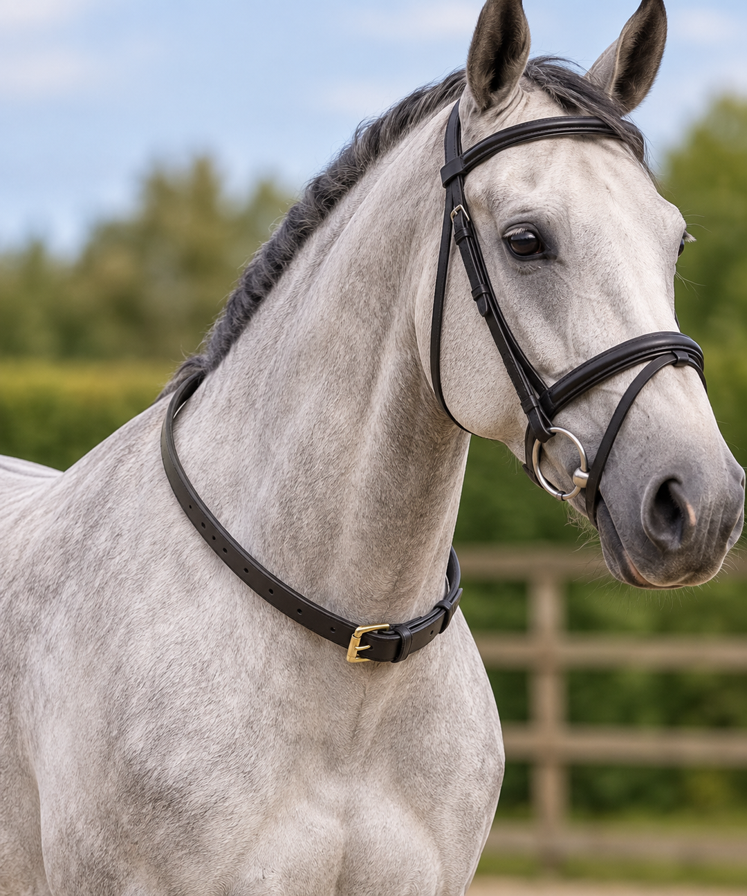 Black Leather Neck Strap by Hy Equestrian - 40" x 3/4"