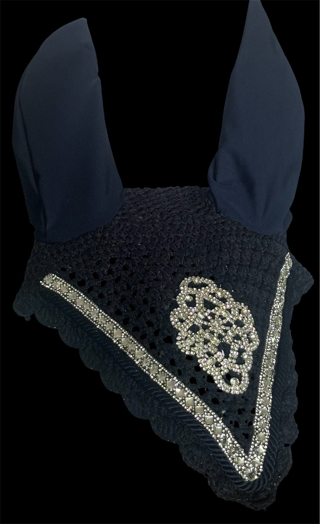 CUSTOM MADE HRS Stunning Long Fly Veil - Crystal Trim/Crystal Centre -Fab Gift