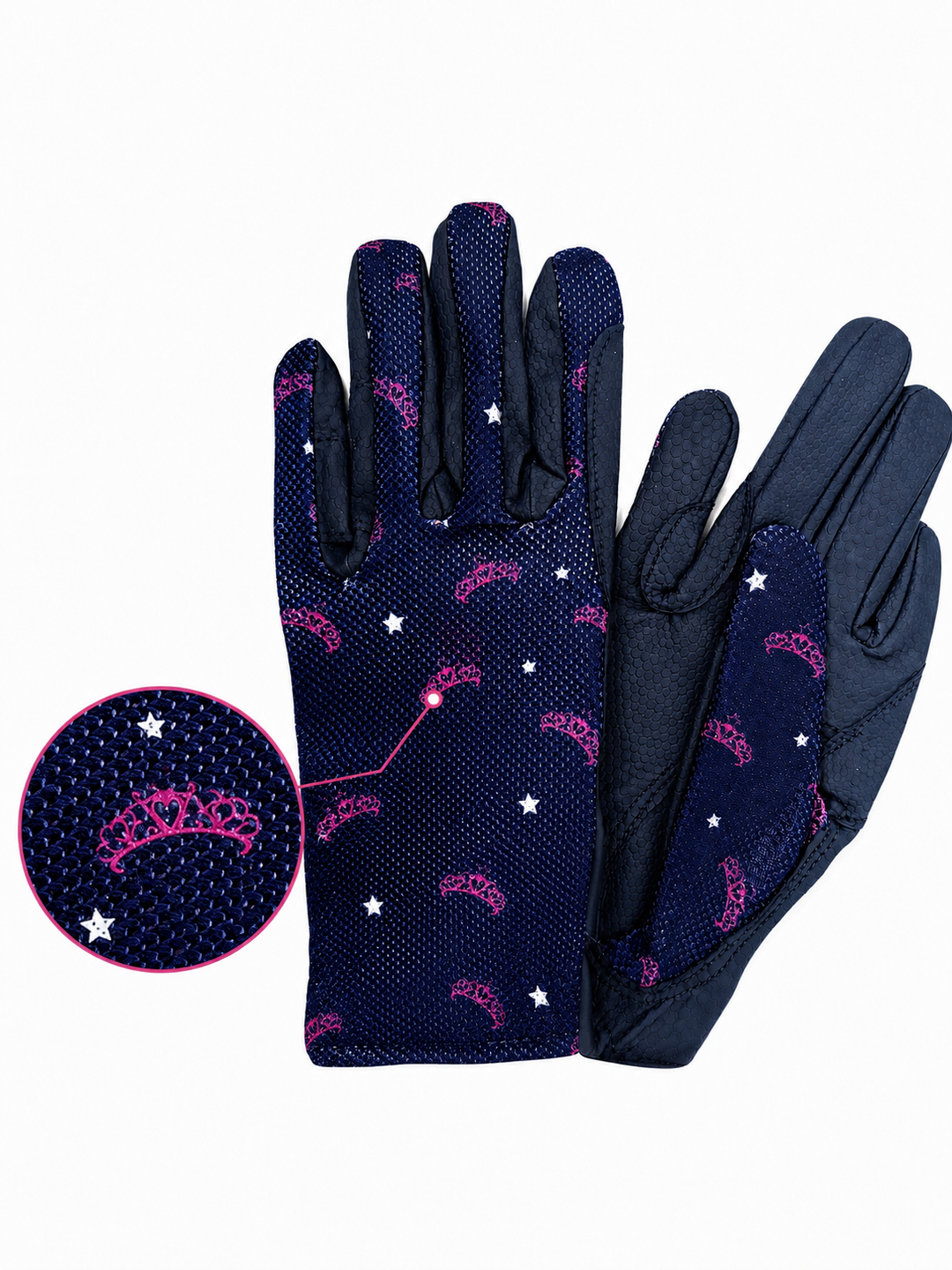Little Rider Sabina Childrens Mesh Riding Gloves - Navy/Pink - Small - LAST PAIR