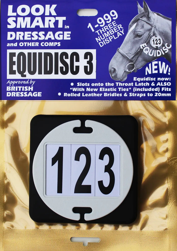 Equidisc Competition Number Holder for the Bridle - 3 Digits - BD Approved