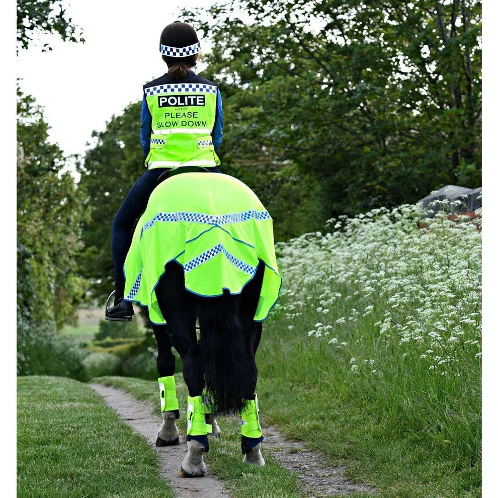 Equisafety POLITE Waistcoat - Please Pass Wide and Slow on Back - VERY Popular!