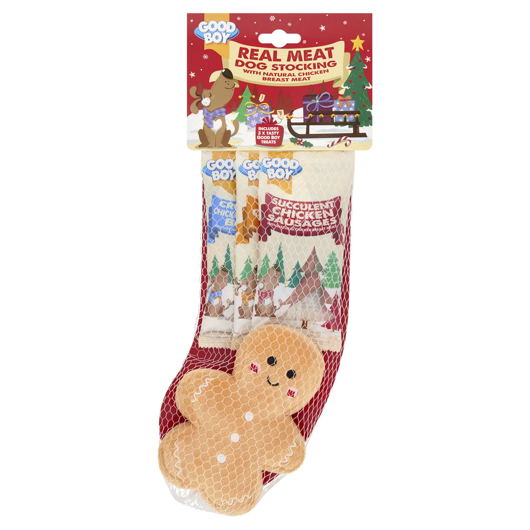 Good Boy Real Meat Stocking with Gingerbread Toy
