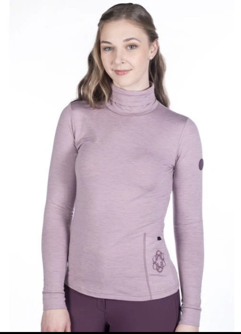 HKM Arctic Bay Turtleneck Long Sleeved Riding Top - Dark Lilac OR Mauve - Fab Gift