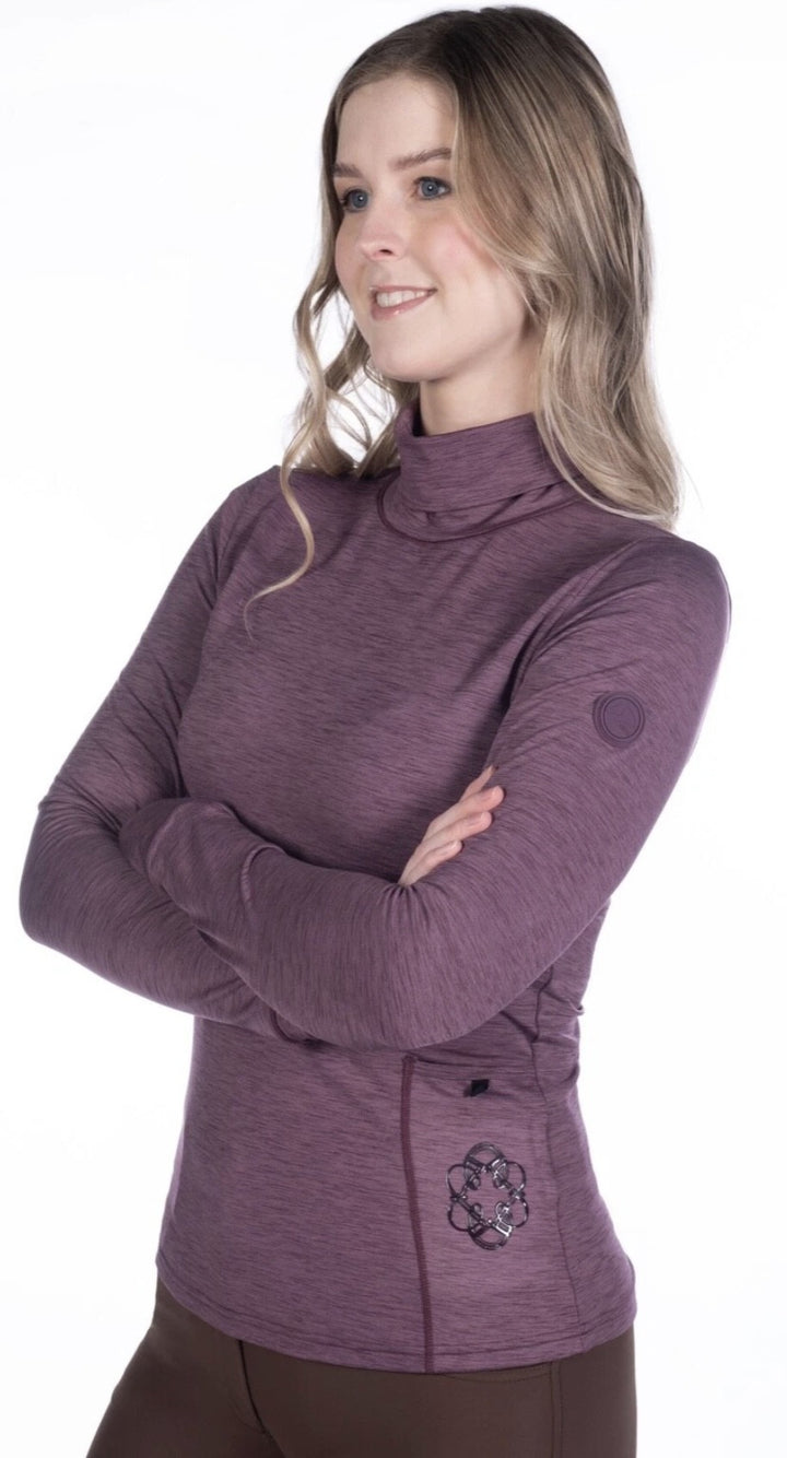 HKM Arctic Bay Turtleneck Long Sleeved Riding Top - Dark Lilac OR Mauve - Fab Gift