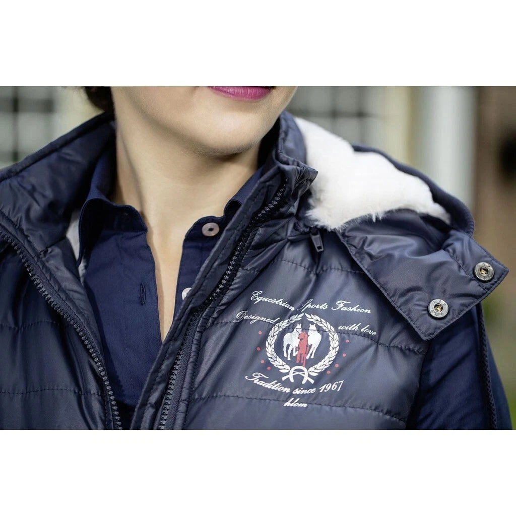 HKM 'Ashley' Faux Fur Lined Gilet - Navy - Size Medium (12) - LAST 1 - LOW PRICE