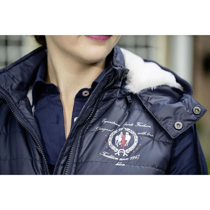 HKM 'Ashley' Faux Fur Lined Gilet - Navy - Size Medium (12) - LAST 1 - LOW PRICE