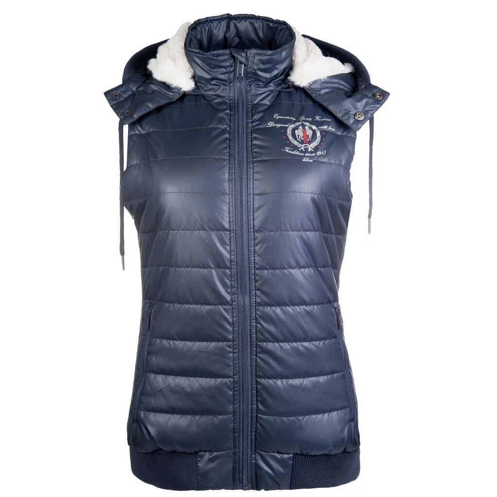 HKM 'Ashley' Faux Fur Lined Gilet - Navy - Size Medium (12) - LAST 1 - LOW PRICE