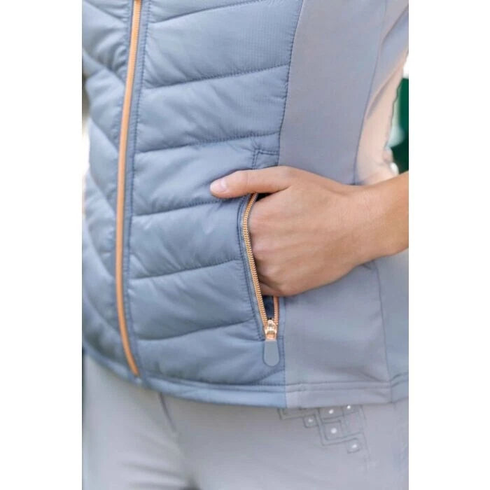 HKM Basel Jersey/Nylon Gilet in Bluey/Grey & Rose Gold - All Sizes -