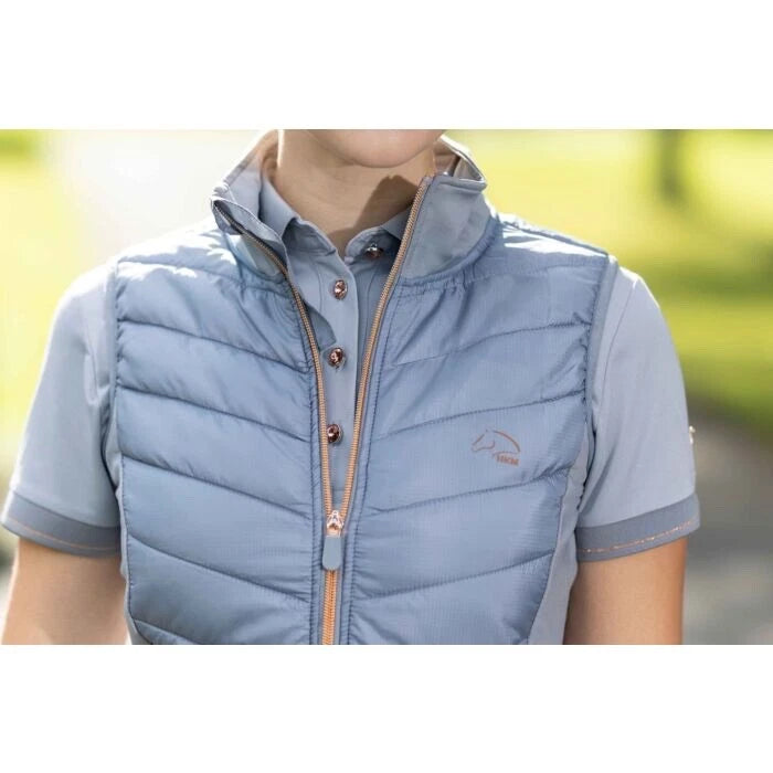 HKM Basel Jersey/Nylon Gilet in Bluey/Grey & Rose Gold - All Sizes -