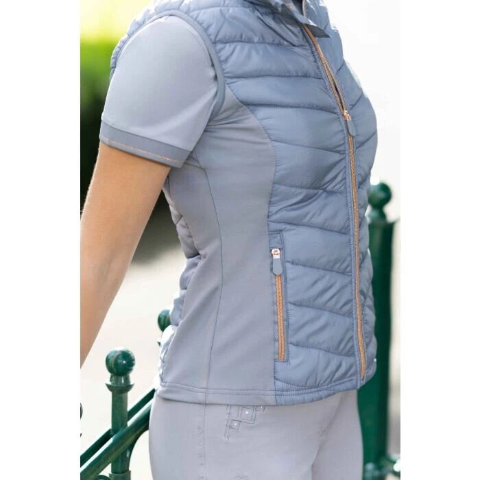 HKM Basel Jersey/Nylon Gilet in Bluey/Grey & Rose Gold - All Sizes -
