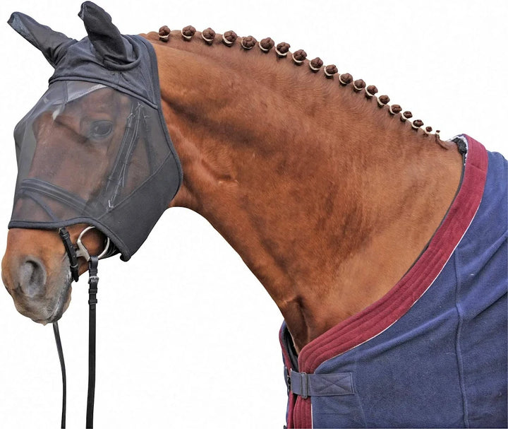 HKM Black Fly Mask With Ears - Keep the Flies Away & your horse comfortable! (Popular Pick))