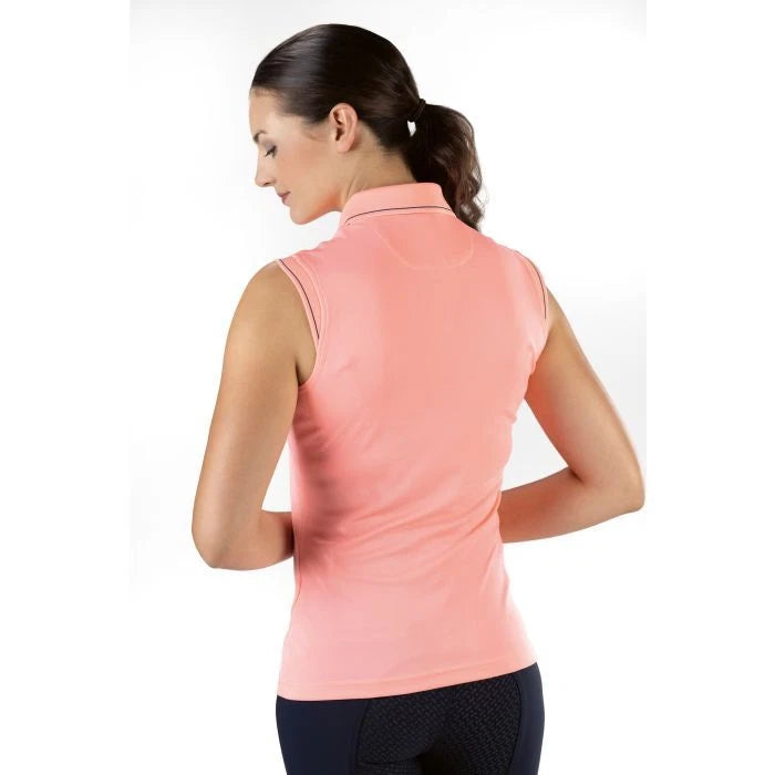 HKM Classico Lightweight Sleeveless Summer Polo Top - Coral - All Sizes