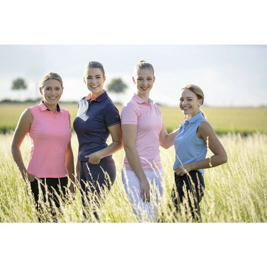 HKM Classico Lightweight Sleeveless Summer Polo Top - Coral - All Sizes
