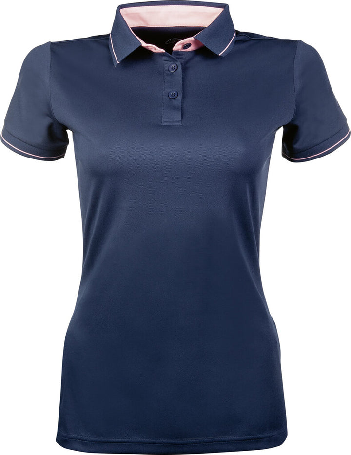 HKM Classico Gorgeous Short Sleeved Summer Polo Top - Navy/pink - LAST 2! - XS (8) & S (10)