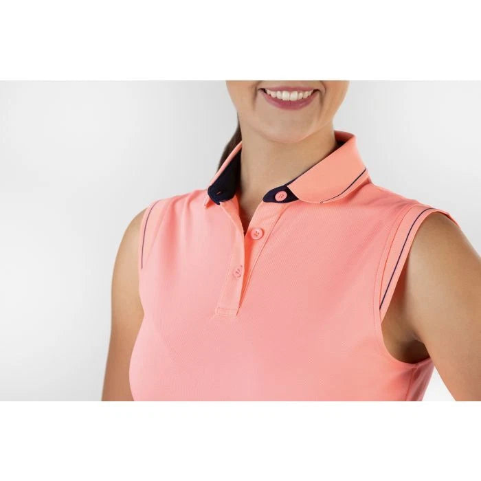 HKM Classico Lightweight Sleeveless Summer Polo Top - Coral - All Sizes