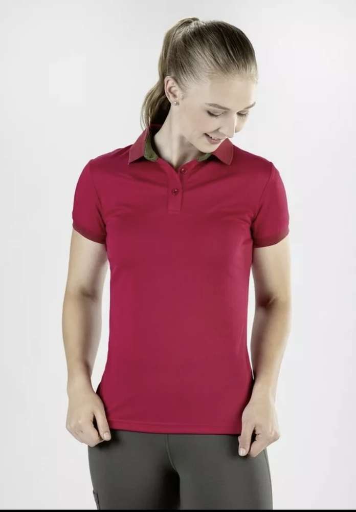 HKM Classico Short Sleeved Lightweight Summer Polo Top - Cranberry (Red)