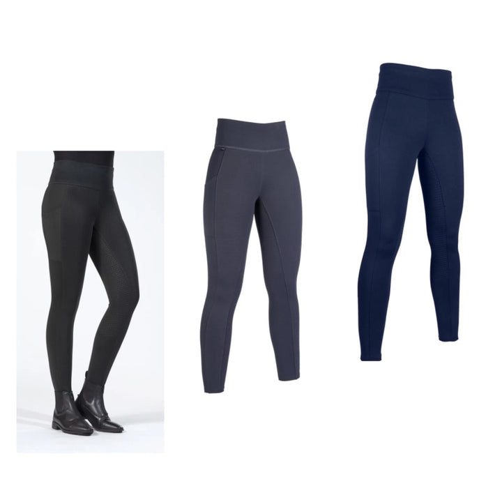 HKM COSY Winter Riding Tights - full Silicone Seat - Black (warm)