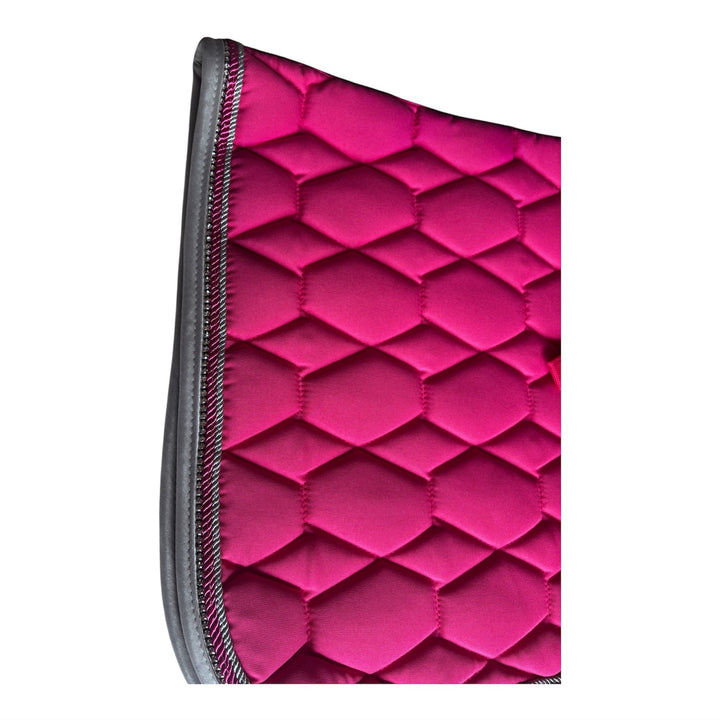 Stunning Diamante GP Saddle Pad by HKM - Pink with Silver Piping & Crystal Trim - **LAST ONE**
