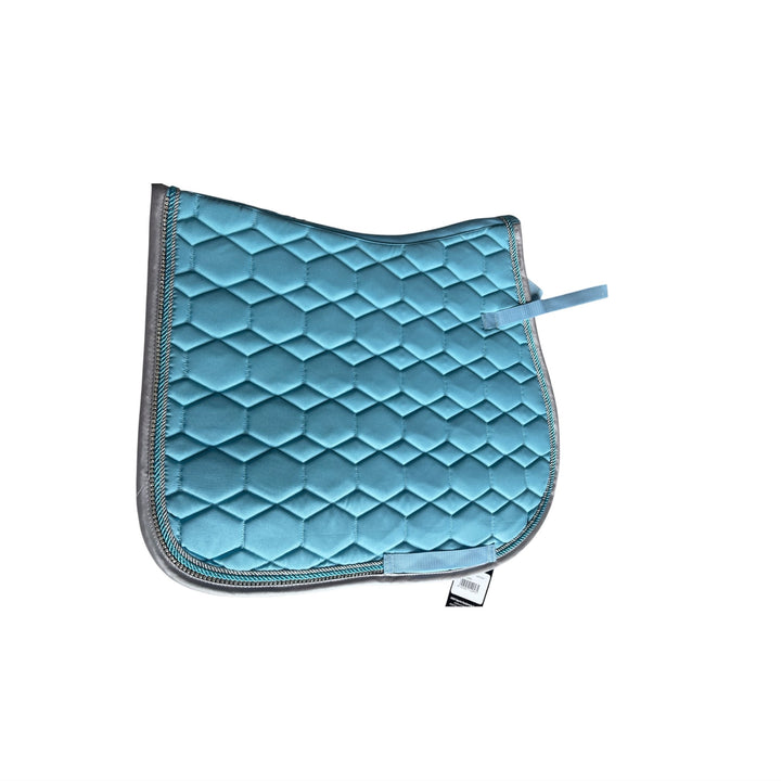 Stunning Diamante GP Saddle Pad by HKM - Sky Blue with Silver Piping & Crystal Trim
