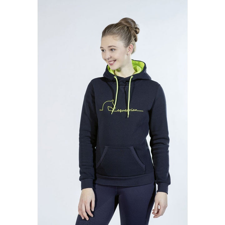 Beautiful Bright & funky "Equestrian" Hoody by HKM - Navy & Lime -Size Small - LAST ONE!