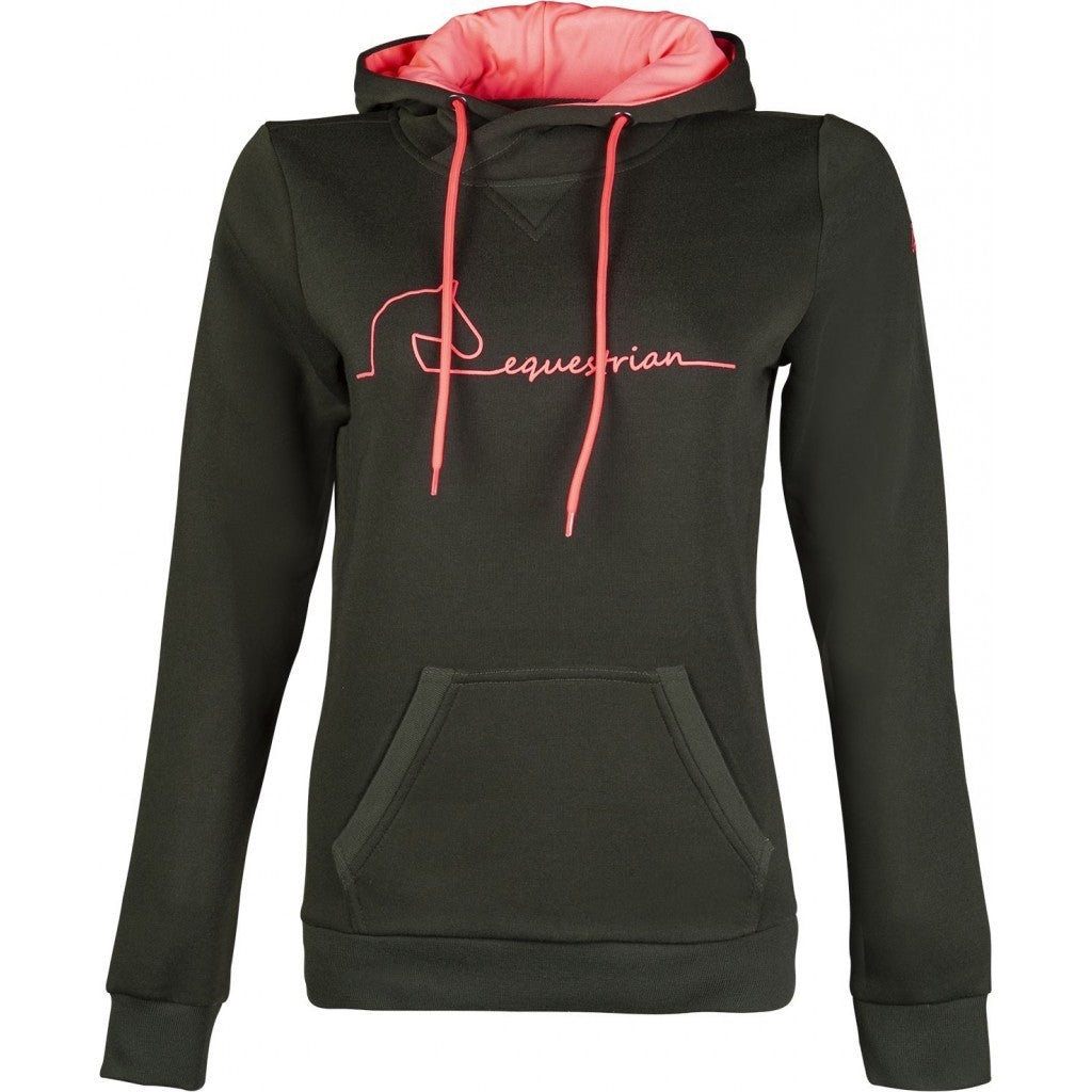 Gorgeous Bright & Funky "Equestrian" Hoody/Jumper by HKM - Dark green & Coral - LOW PRICE!